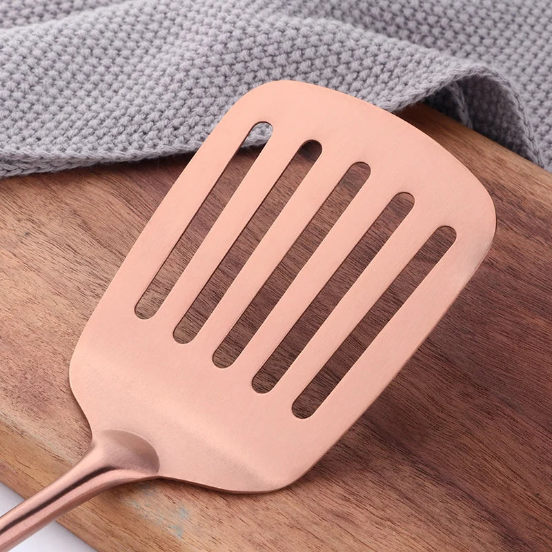 Stainless Steel Cooking Tool,Turner,Soup Spoon, Pasta Fork, Kitchen Accessories, Cooking Utensil, Rose Gold, 1Pc