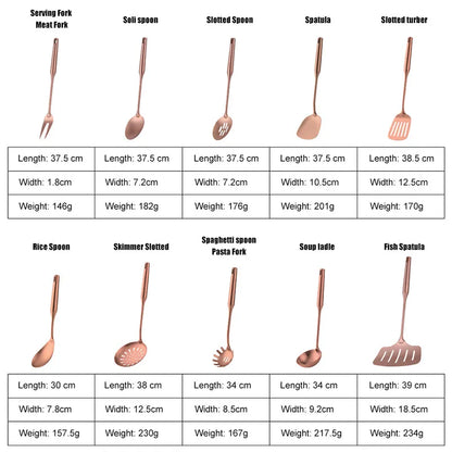 Stainless Steel Cooking Tool,Turner,Soup Spoon, Pasta Fork, Kitchen Accessories, Cooking Utensil, Rose Gold, 1Pc