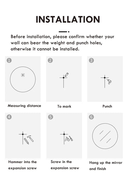 50CM/60cm Round Smart Makeup Bathroom Mirror 3 Color Adjustable LED LIght Multi-Function With Demist Bluetooth Speaker