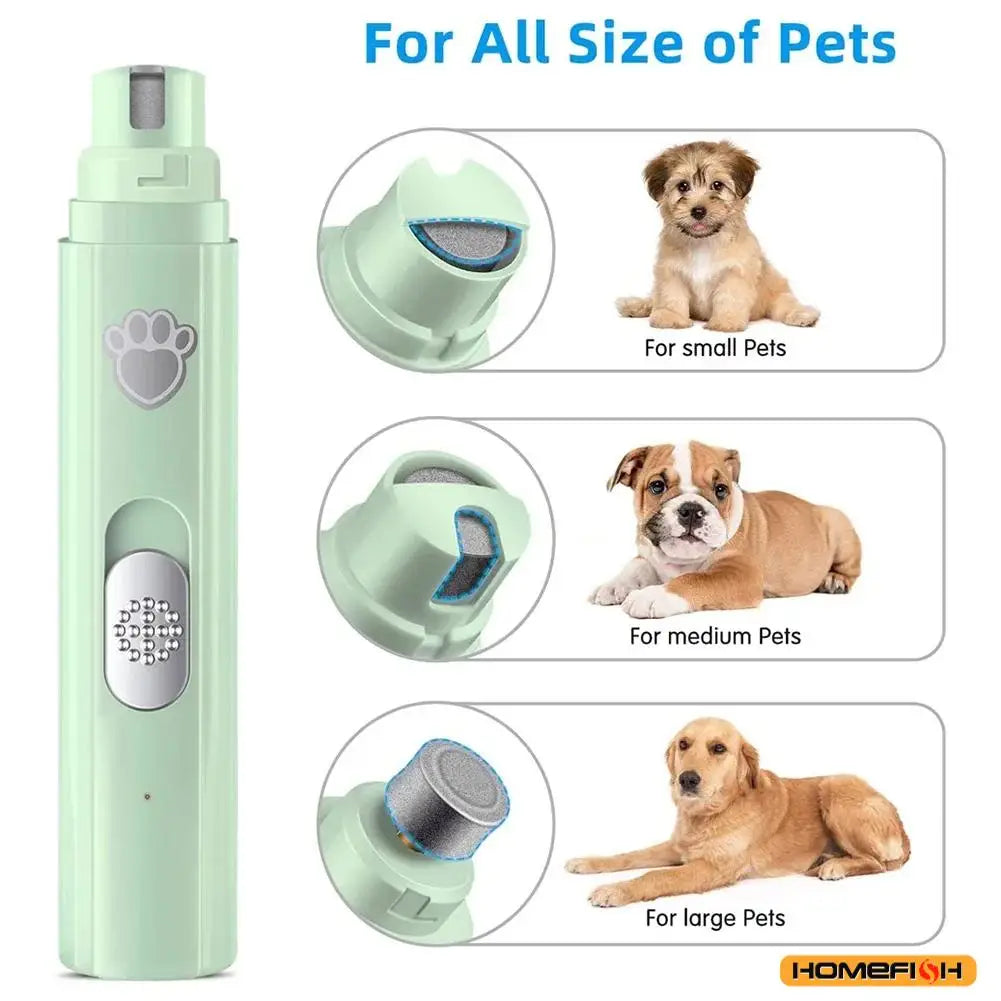 Electric Dog Nail Grinder & Pet Nail Clipper – USB Rechargeable Painless Nail Trimmer with Polisher Wheel for Small & Large Pets