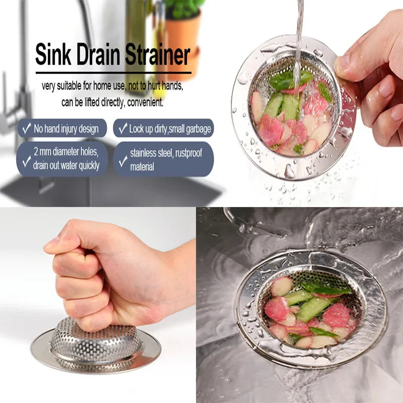 Stainless Steel Sink & Shower Drain Strainer – Hair Catcher, Food & Slag Stopper for Kitchen & Bathroom