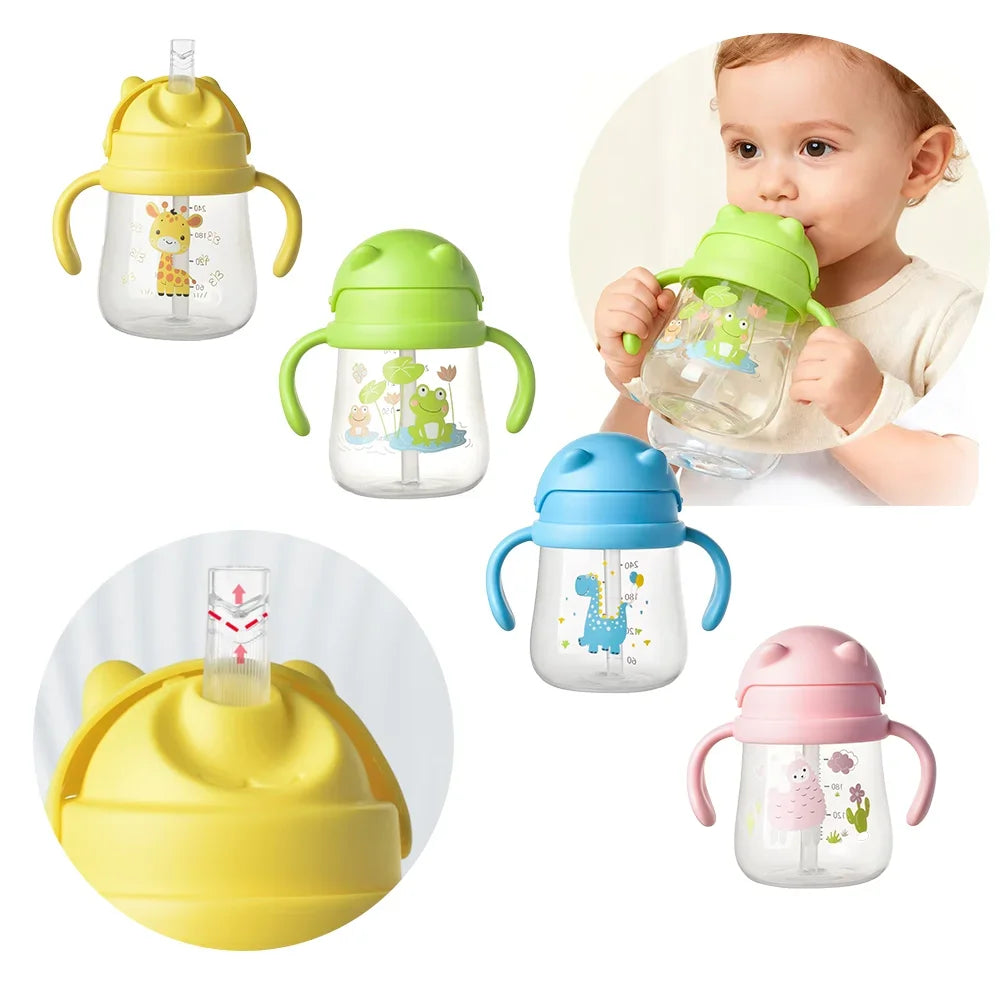 Toddler Straw Cup with Easy-Grip Handles | Gravity Ball Training Cup for Independent Drinking