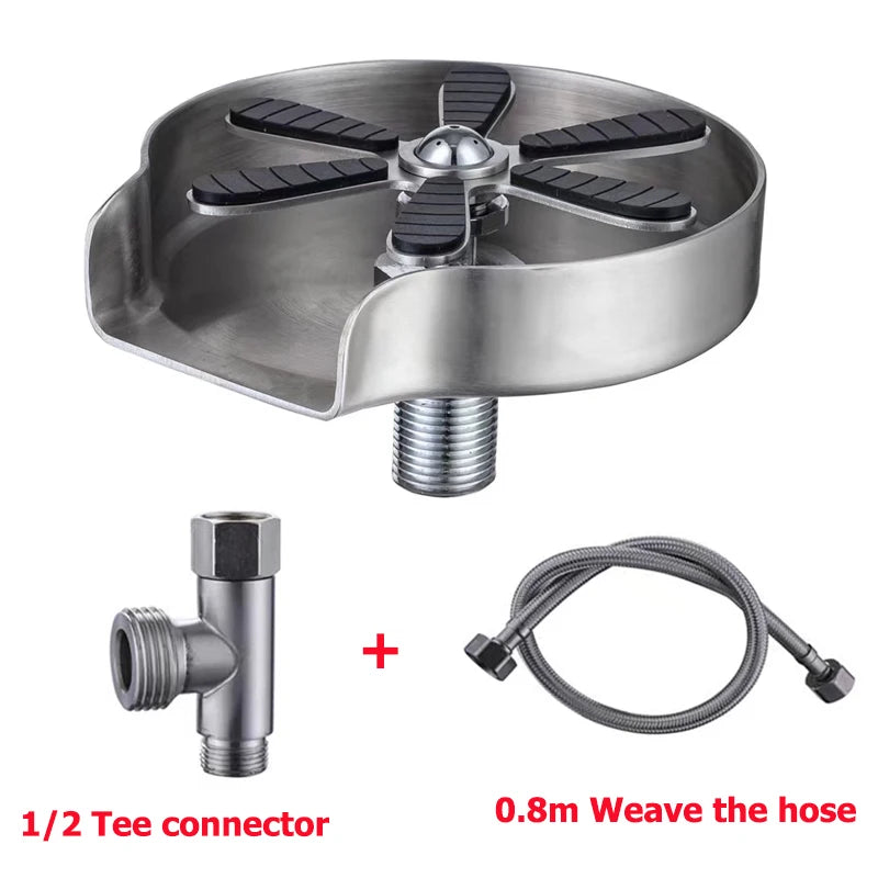 Kitchen Sink Cup Washer Automatic Stainless Steel Pressure Spray Washer Cup Cleaning Tool Faucet Bar Rinser Coffee Pitcher