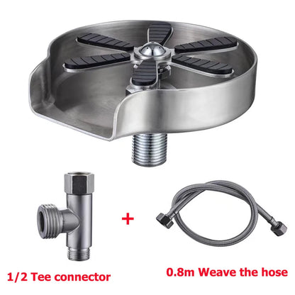 Kitchen Sink Cup Washer Automatic Stainless Steel Pressure Spray Washer Cup Cleaning Tool Faucet Bar Rinser Coffee Pitcher