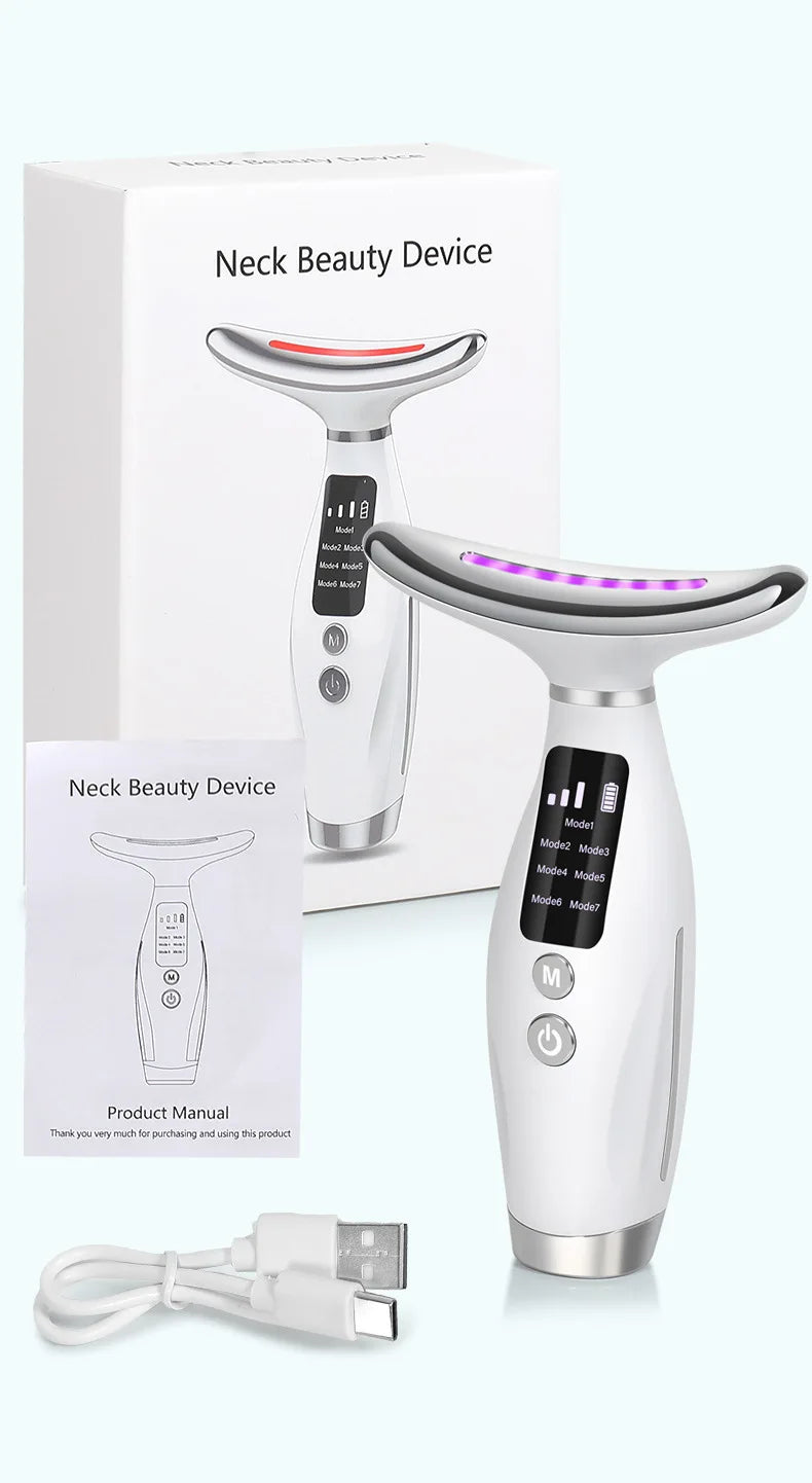 7 Color Facial Neck Massager EMS Micro-current Neck Face Beauty Device for Enhanced Face Neck and Shoulder Care with Vibrating