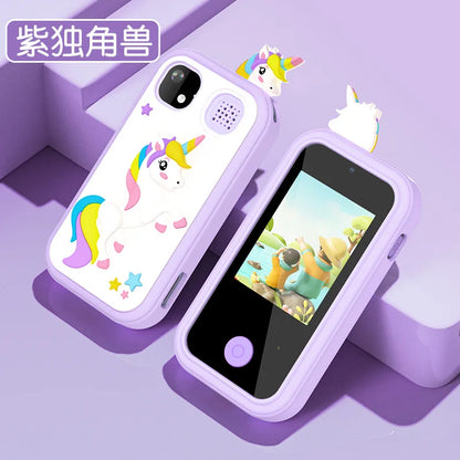 Unicorn Kids Smartphone Toy with HD Camera & Touchscreen | Cartoon Puzzle Games & Music Player | No SIM Card, Gift for Girls & Boys
