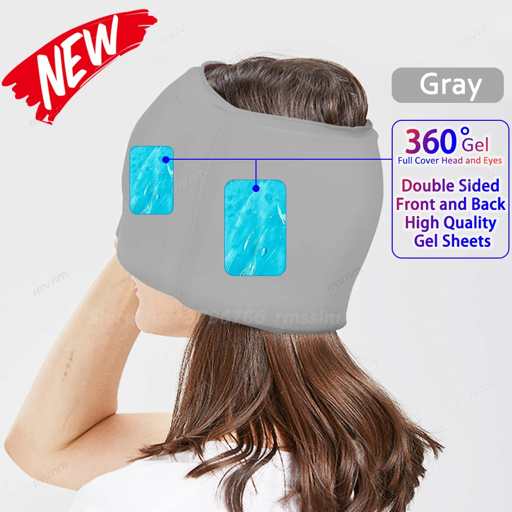Gel Ice Migraine Relief Cap – Cold Compress Therapy Head Wrap & Eye Mask for Headache and Pressure Pain Relief