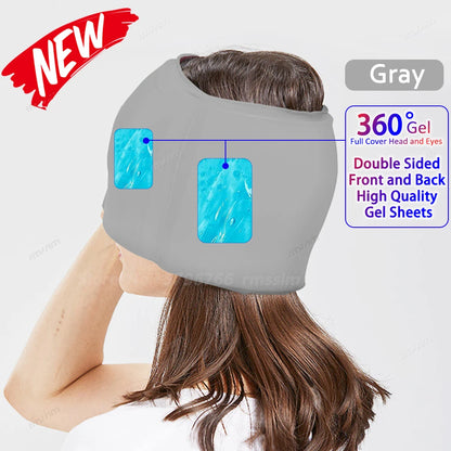 Gel Ice Migraine Relief Cap – Cold Compress Therapy Head Wrap & Eye Mask for Headache and Pressure Pain Relief