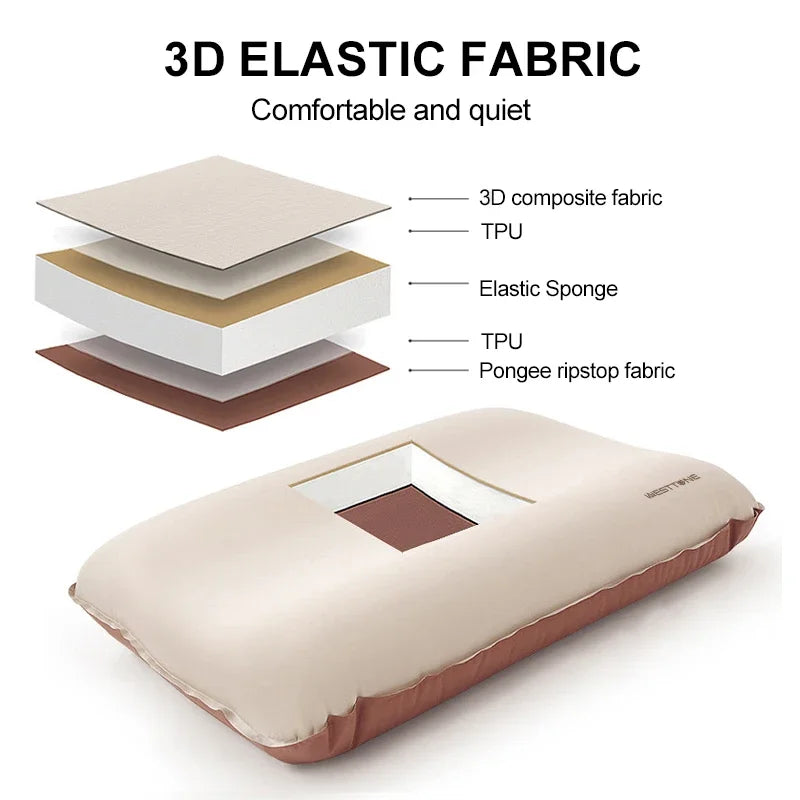 Camping Pillow – Portable Self-Inflating 3D Ultralight Compact Sleeping Pillow for Outdoor Travel & Neck Support