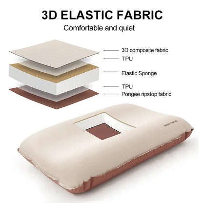 Camping Pillow – Portable Self-Inflating 3D Ultralight Compact Sleeping Pillow for Outdoor Travel & Neck Support