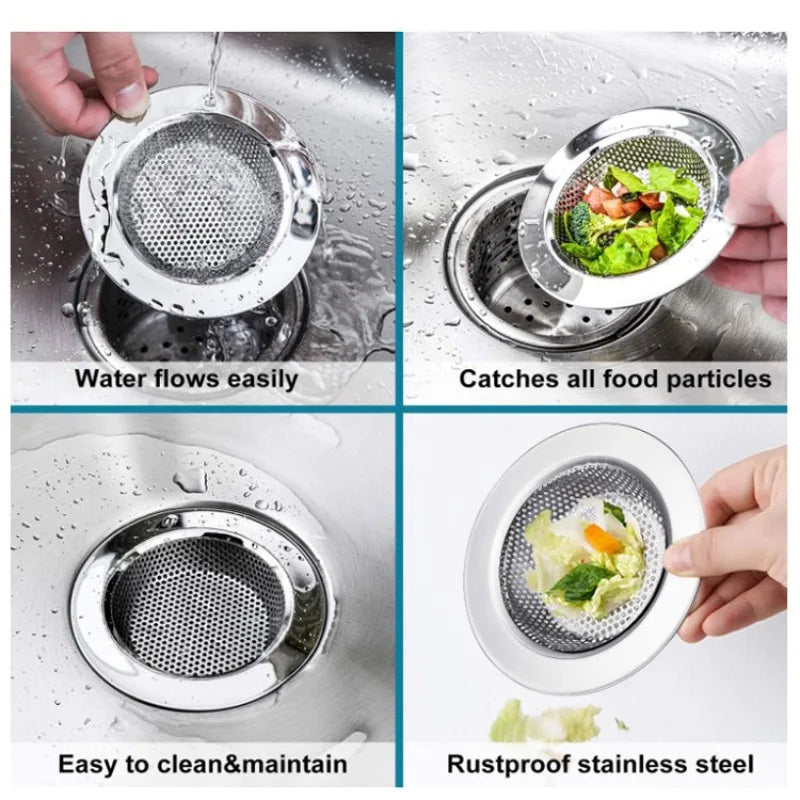 Stainless Steel Sink & Shower Drain Strainer – Hair Catcher, Food & Slag Stopper for Kitchen & Bathroom