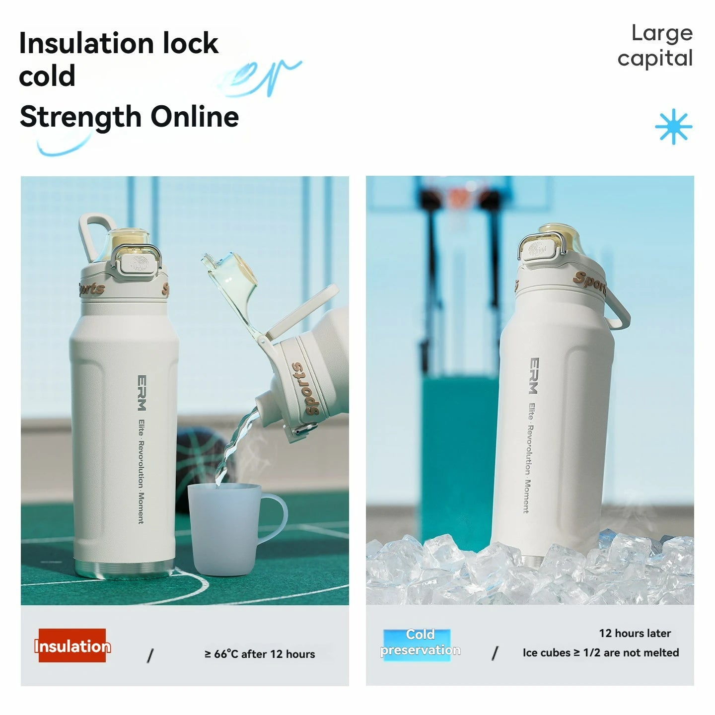 1L Stainless Steel Vacuum Flask - Insulated Thermos Bottle for Hot & Cold Drinks | Hiking, Cycling, Fitness | Leak-Proof with Handle