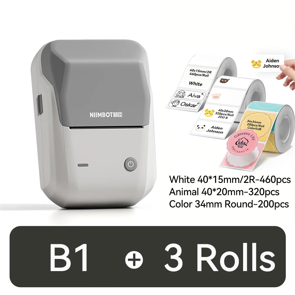 NIIMBOT B1 Portable 2-Inch Thermal Label Printer – Mini Bluetooth Sticker & Adhesive Tape Printer for Smartphones & PC