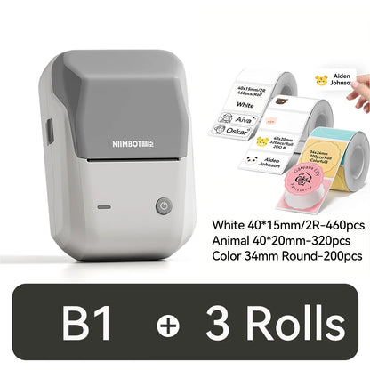 NIIMBOT B1 Portable 2-Inch Thermal Label Printer – Mini Bluetooth Sticker & Adhesive Tape Printer for Smartphones & PC