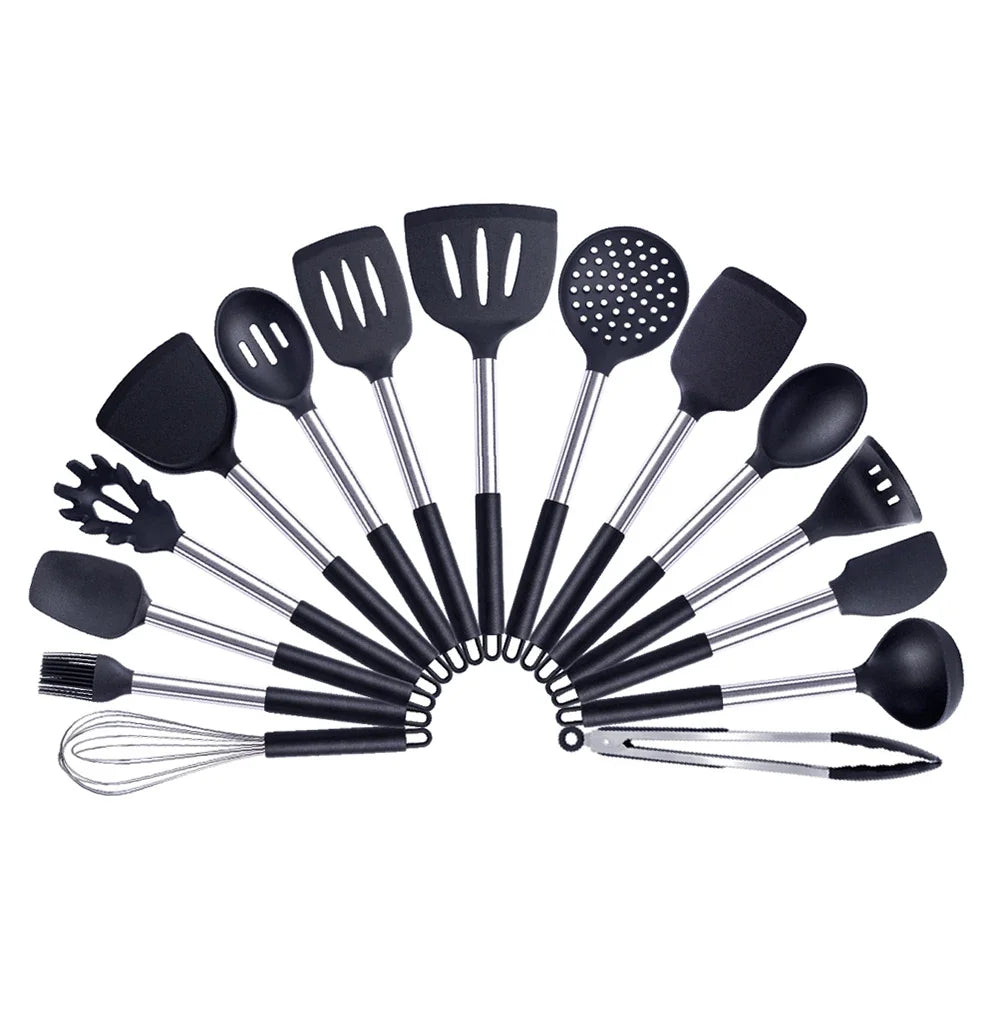 Quality Silicone Utensils Set Kitchen Cooking Tools Non Stick Kitchenware Accessories Heat Resistant Spatula Spoon Kit