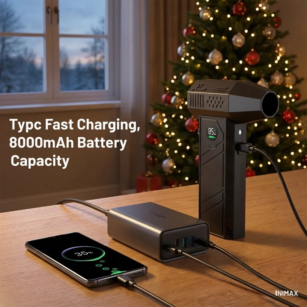 Violent Fan 400000RPM Brushless Turbo Jet Blower – 53m/s Powerful Air Blower & Vacuum Dust Cleaner, Type-C Fast Charging