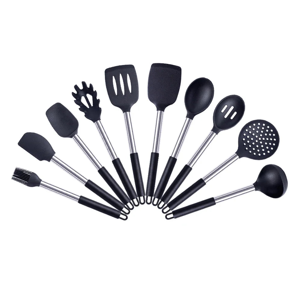Quality Silicone Utensils Set Kitchen Cooking Tools Non Stick Kitchenware Accessories Heat Resistant Spatula Spoon Kit