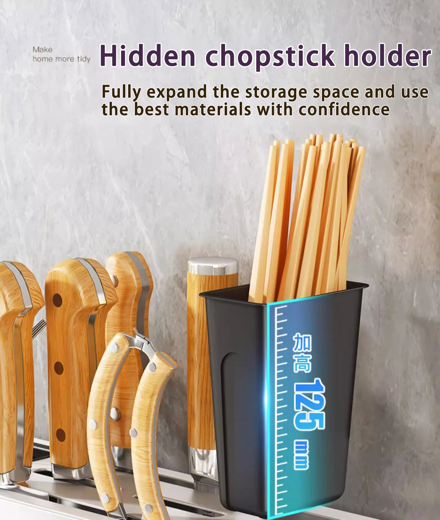 Stainless Steel Kitchen Storage Knife Rack Wallmounted Multifunctional Knife Rack Chef Accessories Home Items Hooks Storage Rack