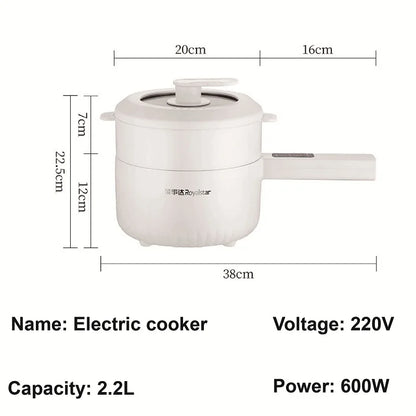 2.2L Electric Multi-Function Cooker – Double-Layer Hot Pot & Noodle Cooker, High-Capacity Non-Stick Kitchen Pot 220V