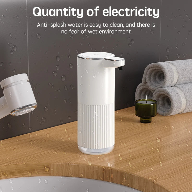 HQ Automatic Foam Soap Dispenser – 360ML Touchless Liquid Dispenser, Type-C Rechargeable, White