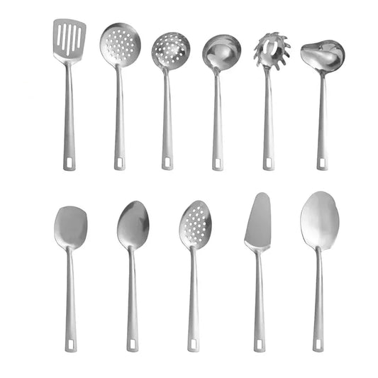 11pcs stainless steel tableware set, spoon spatula set, full kitchen cooking spatula kitchenware cooking utensils.