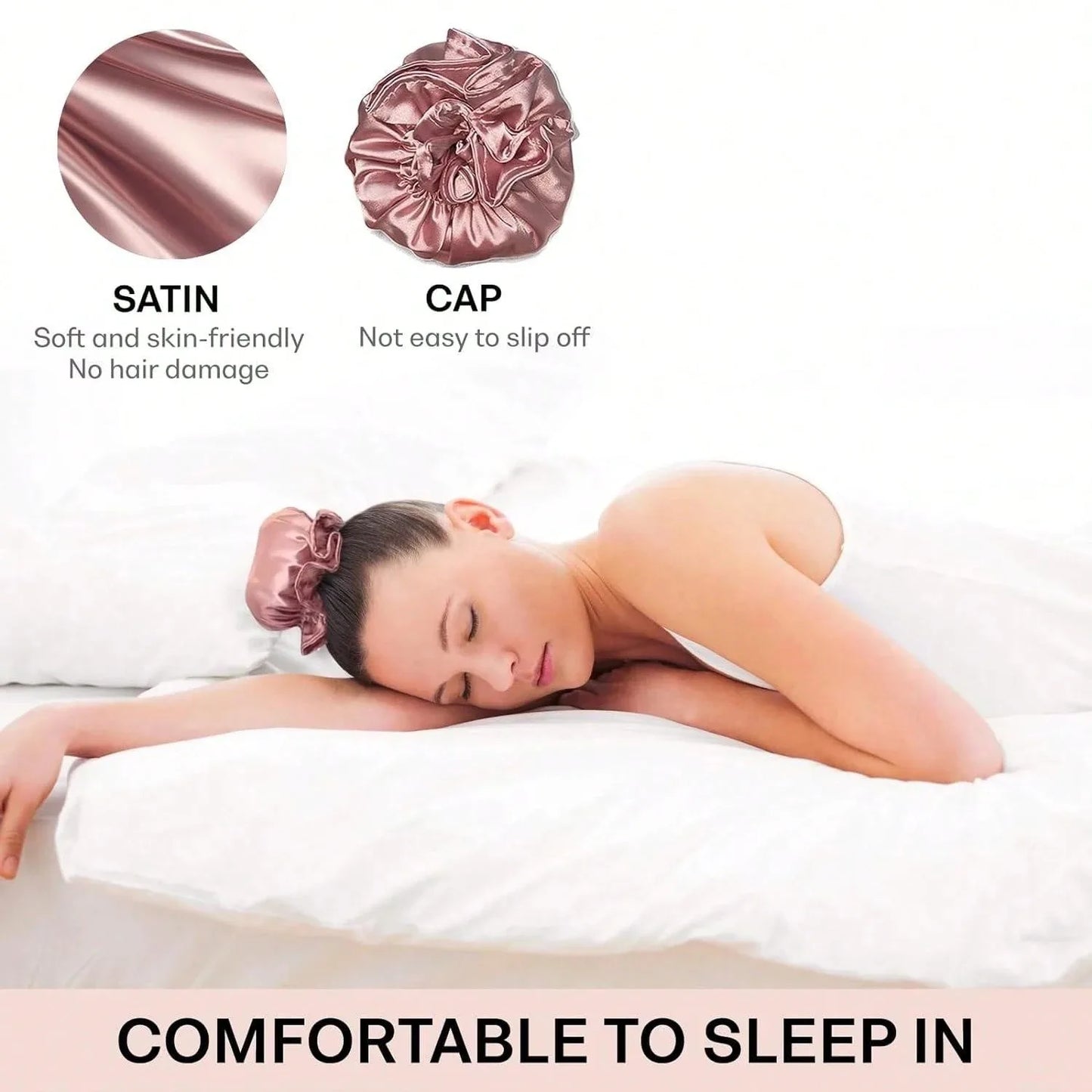 3-Piece Satin Heatless Curling Rod Set – Soft Overnight Curling Headband with Hair Caps for Long Hair