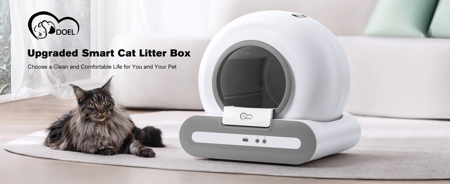 65L Self-Cleaning Automatic Cat Litter Box – App Control, 2.4G WiFi Only, Includes Litter Mat & Trash Bags