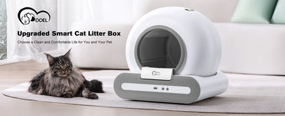 65L Self-Cleaning Automatic Cat Litter Box – App Control, 2.4G WiFi Only, Includes Litter Mat & Trash Bags