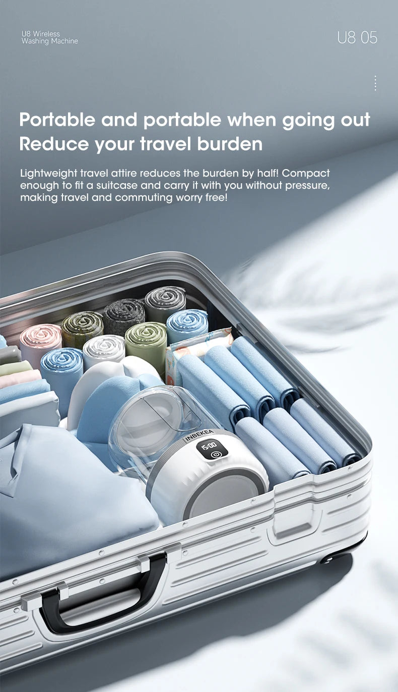 Wireless Underwear Washing Machine 1.5L – Portable Rechargeable Socks Cleaner with Blue Light