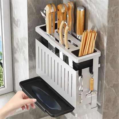 Stainless Steel Kitchen Storage Knife Rack Wallmounted Multifunctional Knife Rack Chef Accessories Home Items Hooks Storage Rack