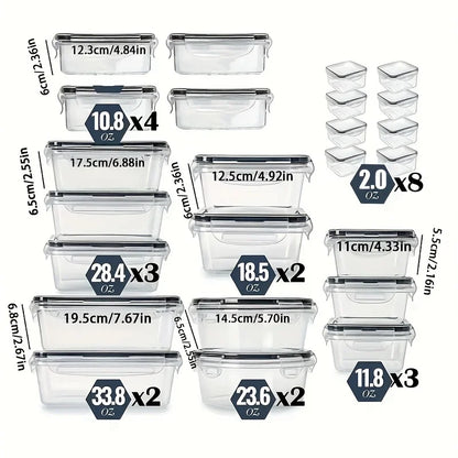 12/24 Clear Kitchen Food Storage Container Set - Microwave Safe, Multifunctional Plastic Lunch Box with Lid + 24 Chalkboard Labe