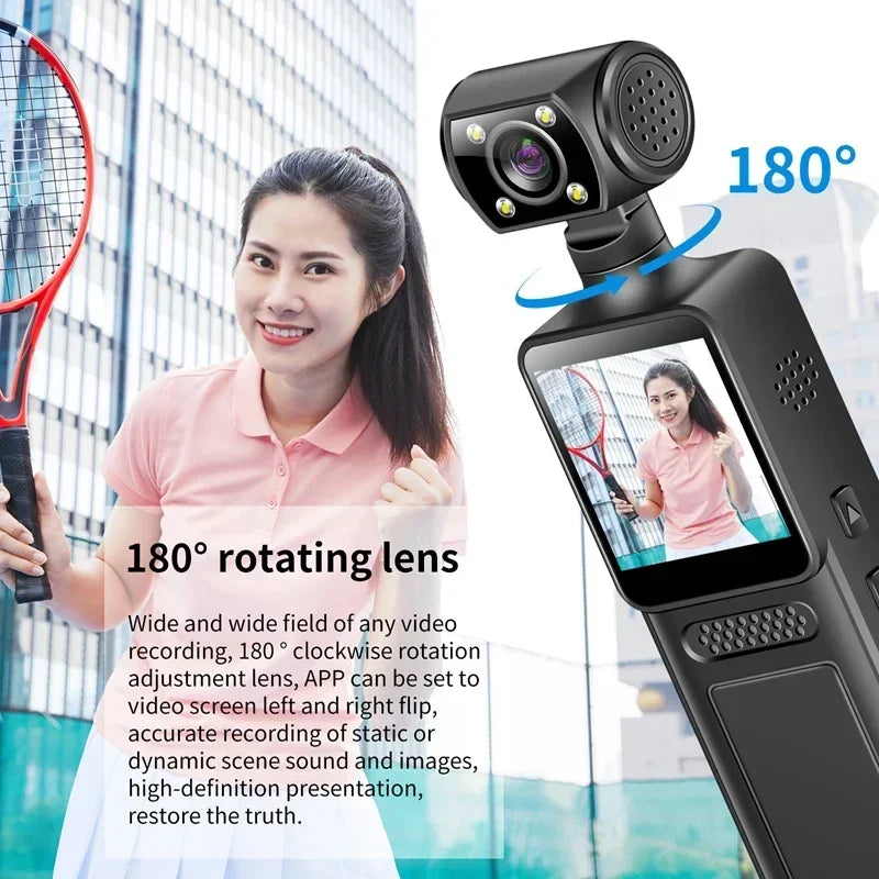 Xiaomi 8K HD Handheld Pocket Camera – 180° Rotating Mini Wearable Night Vision Outdoor Sports Camera