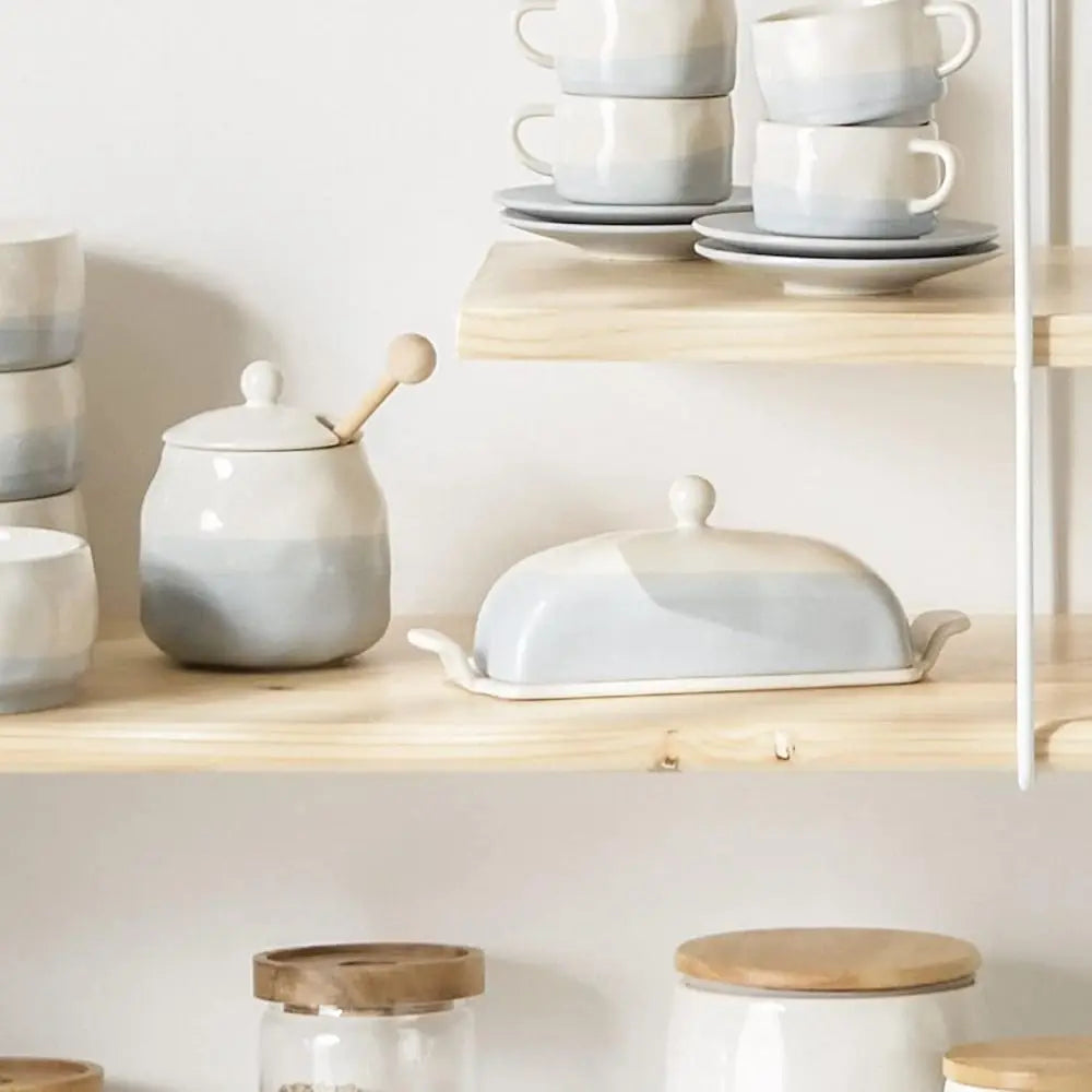 Kitchen Organizer Ceramic Butter Dish Reusable Household Butter Box with Lid Cheese Fresh-keeping Box Bar