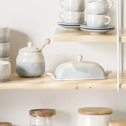 Kitchen Organizer Ceramic Butter Dish Reusable Household Butter Box with Lid Cheese Fresh-keeping Box Bar