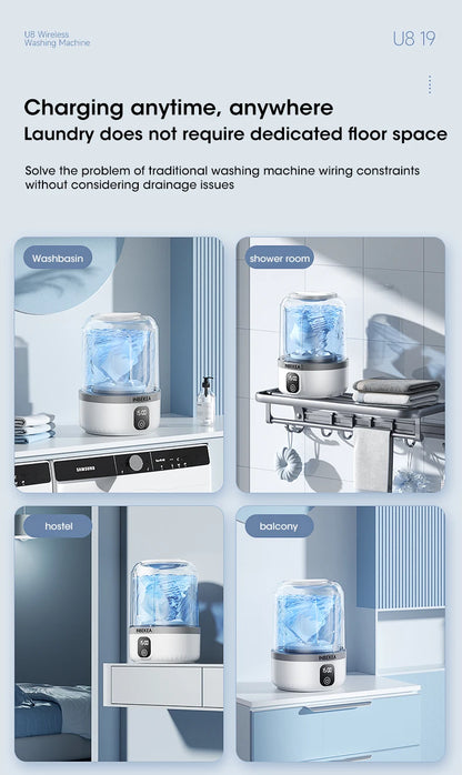 Wireless Underwear Washing Machine 1.5L – Portable Rechargeable Socks Cleaner with Blue Light