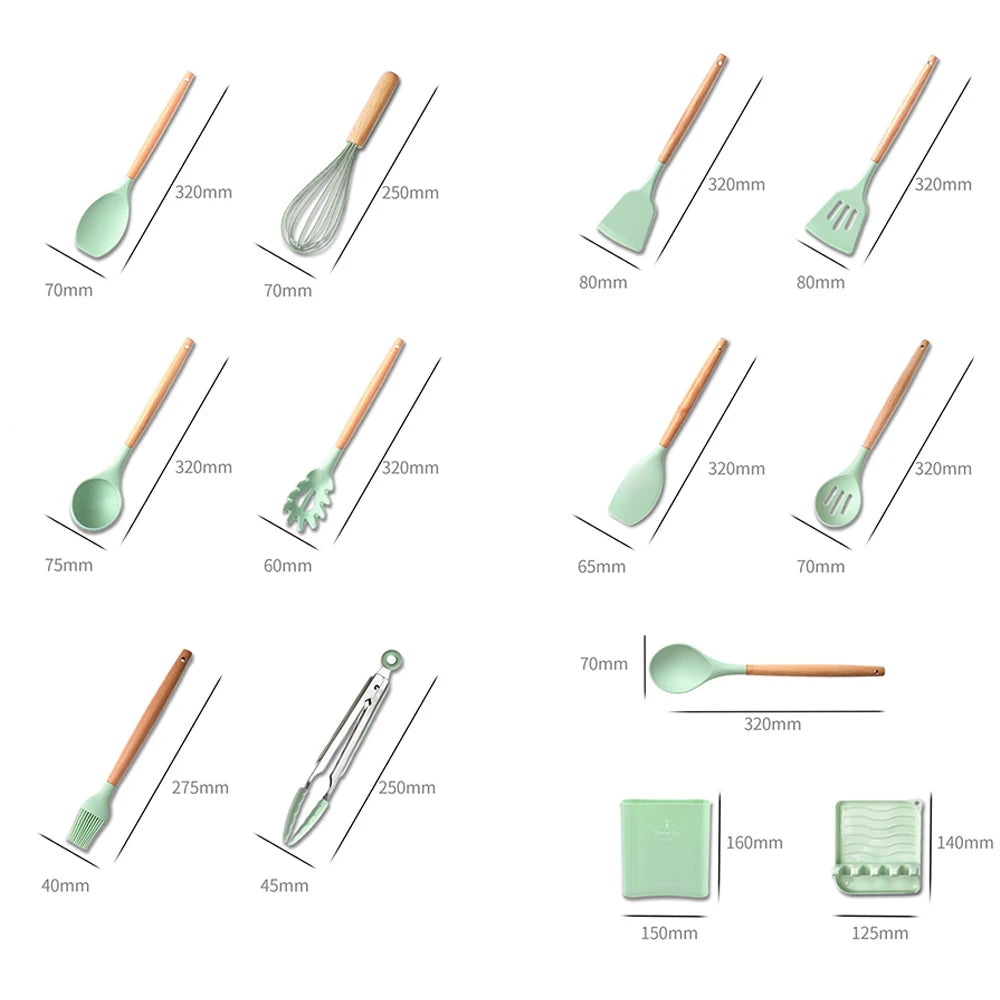 Silicone Kitchen Utensil Set BPA Free Kitchen Cooking Baking Tools Set Kitchen Accessories Gadgets Kitchenware With Container N.