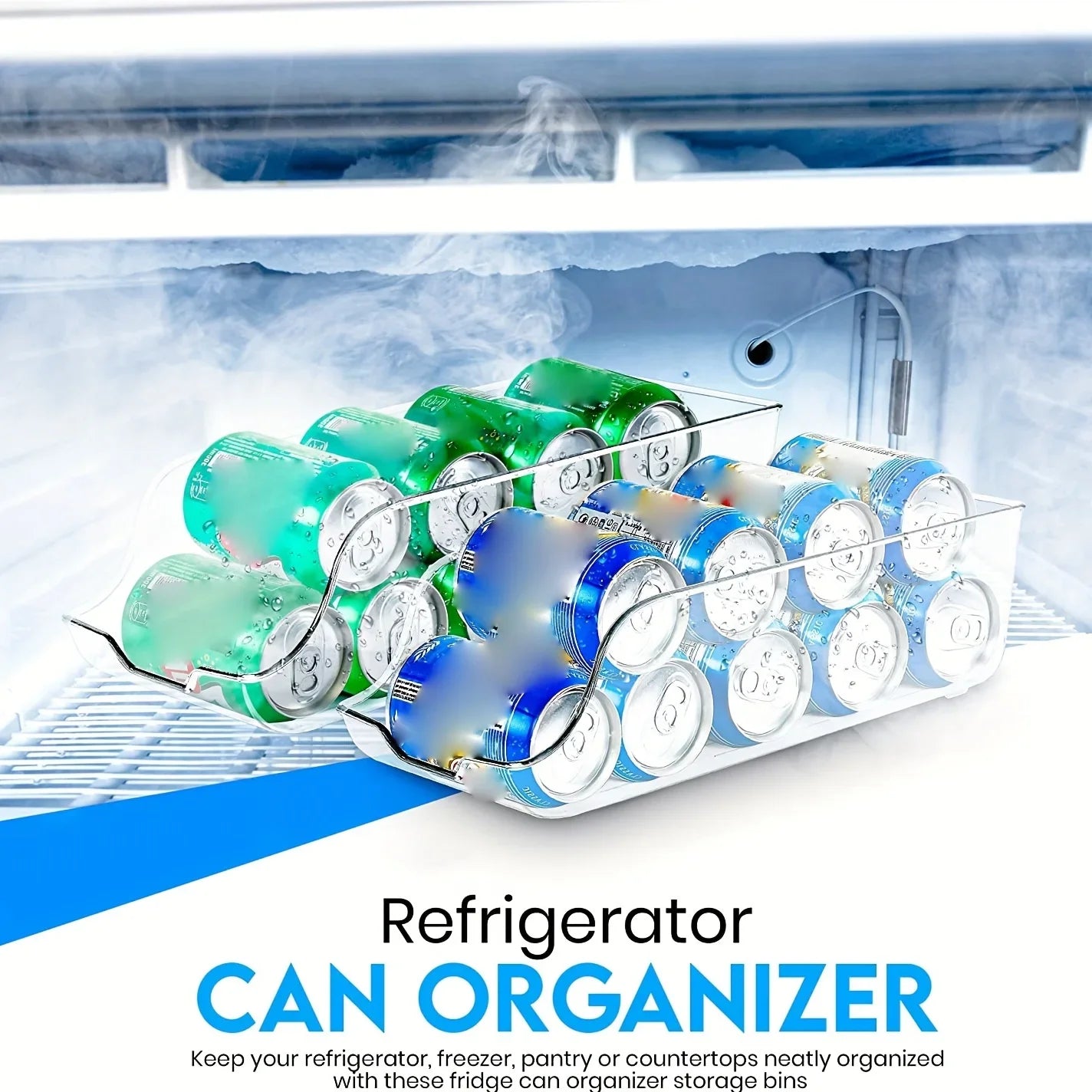 1-Piece Refrigerator Can Organizer – Soda Can Storage Dispenser for Fridge & Freezer, Kitchen Storage Accessory