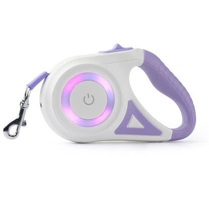 5M Automatic Retractable Dog Leash with LED Flashlight – Durable Nylon Adjustable Walking & Running Rope for Pets