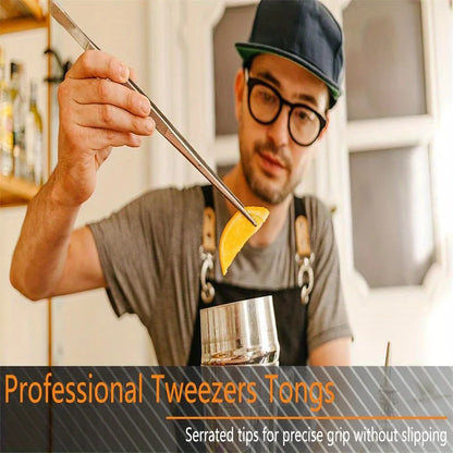 6 PCs/Pack Stainless Steel Kitchen Tweezers Set, Professional Chef Tweezers, Cooking Tweezers, Used for Cooking, 12 in, 6.3 in