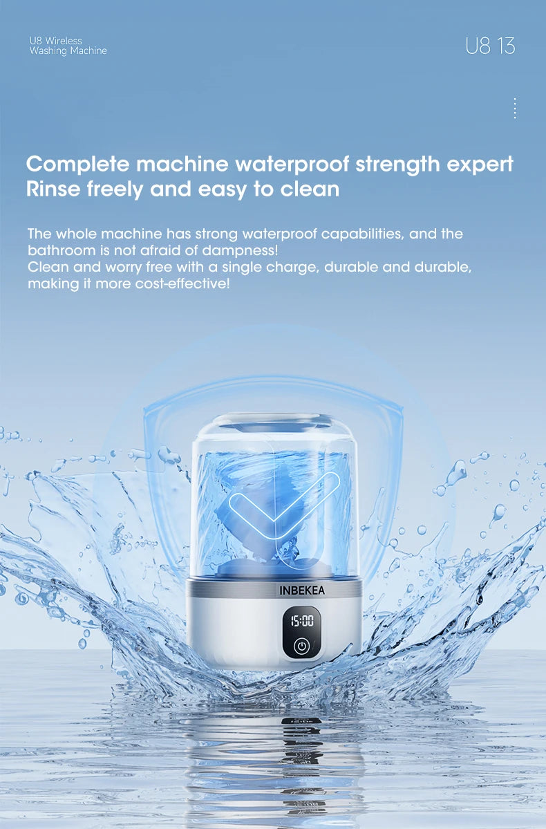 Wireless Underwear Washing Machine 1.5L – Portable Rechargeable Socks Cleaner with Blue Light