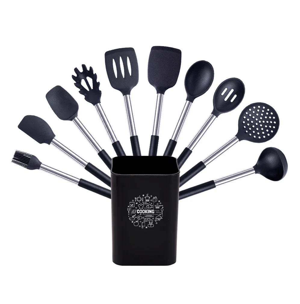 Quality Silicone Utensils Set Kitchen Cooking Tools Non Stick Kitchenware Accessories Heat Resistant Spatula Spoon Kit