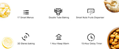 Multi-Functional Automatic Bread Maker – 17 Menus, Dough Mixing, Fermentation, Timer & Keep Warm