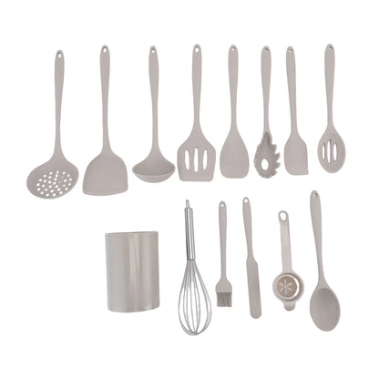 Kitchen Spatula Set Safe Anti Scald Easy Cleaning Kitchen Utensils Set Nonstick Heat Proof Silicone with Holder for Cooking