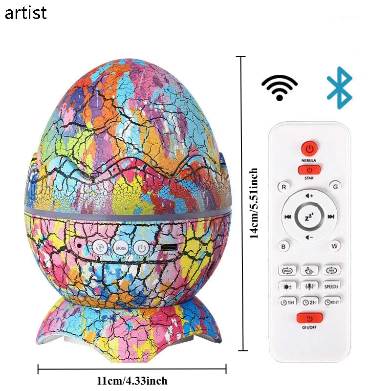 Dinosaur Egg Projector Night Light – Bluetooth Starry Sky Lamp w/ Remote, Mood Light for Kids & Adults