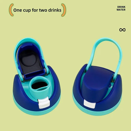 JUSTINLAU 19/24/32oz Stainless Steel Thermos Cup – Kids Fruit Mug & Travel Straw Vacuum Flask for Hot & Cold Drinks