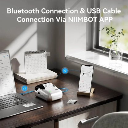 NIIMBOT B1 Portable 2-Inch Thermal Label Printer – Mini Bluetooth Sticker & Adhesive Tape Printer for Smartphones & PC