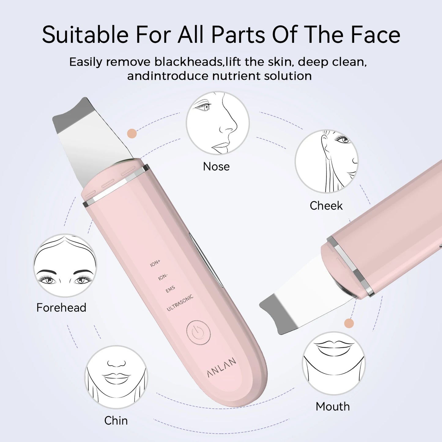 Ultrasonic Skin Scrubber Deep Cleaning Peeling Shovel Limpiador Facial Skin Care Face Lifting Machine