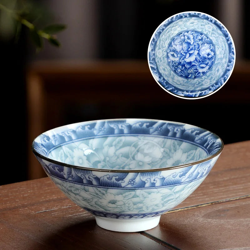 Kitchen Single Tea Cups Latest Design Traditional China Drinking Tea Cups Blue White Utensils Tazas De Té House Accessories