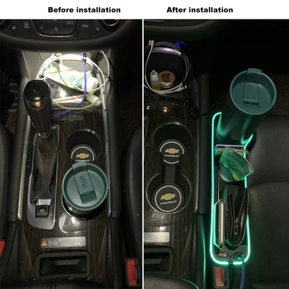 LED Car Seat Gap Organizer with 2 USB Chargers | Storage Box & Cup Holder