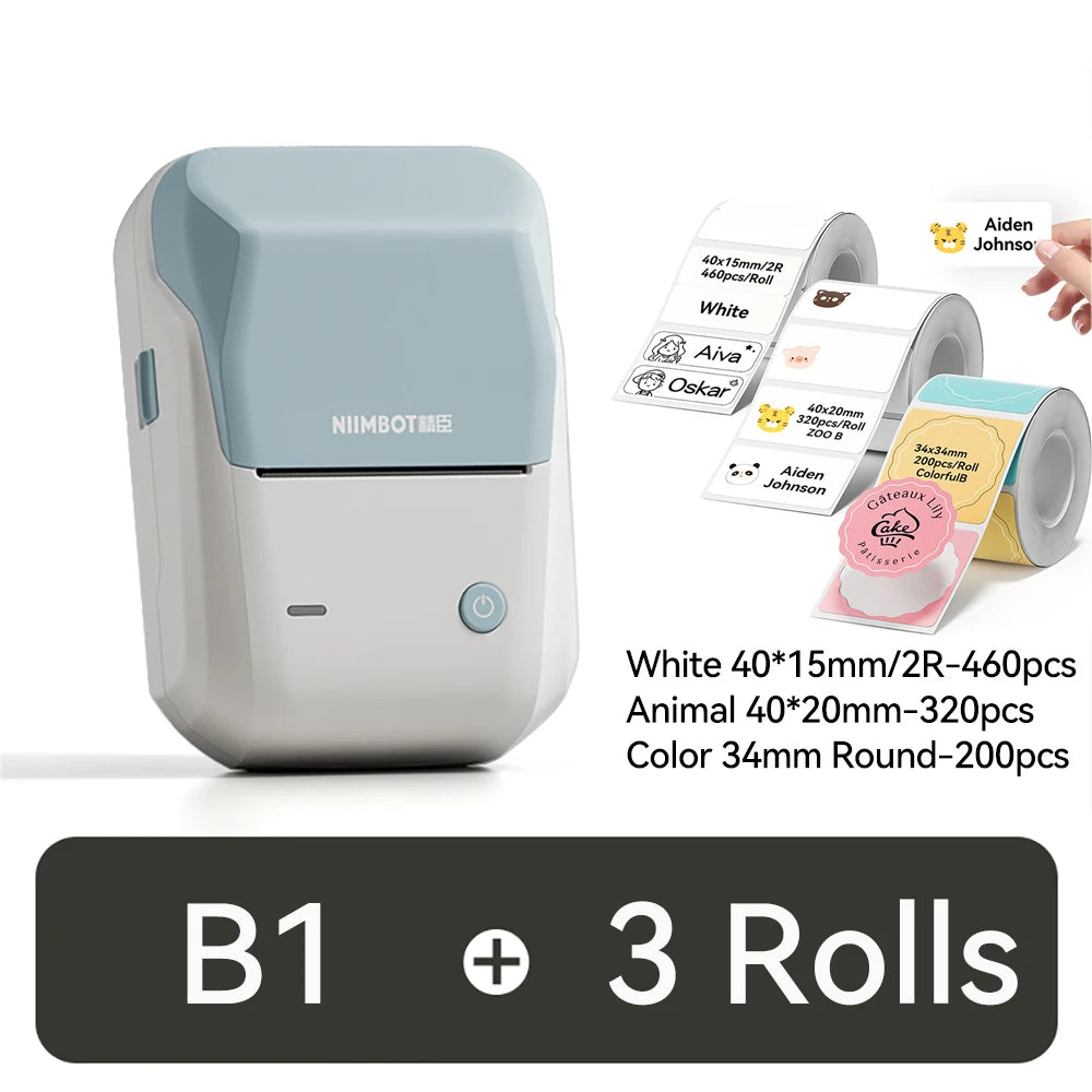 NIIMBOT B1 Portable 2-Inch Thermal Label Printer – Mini Bluetooth Sticker & Adhesive Tape Printer for Smartphones & PC